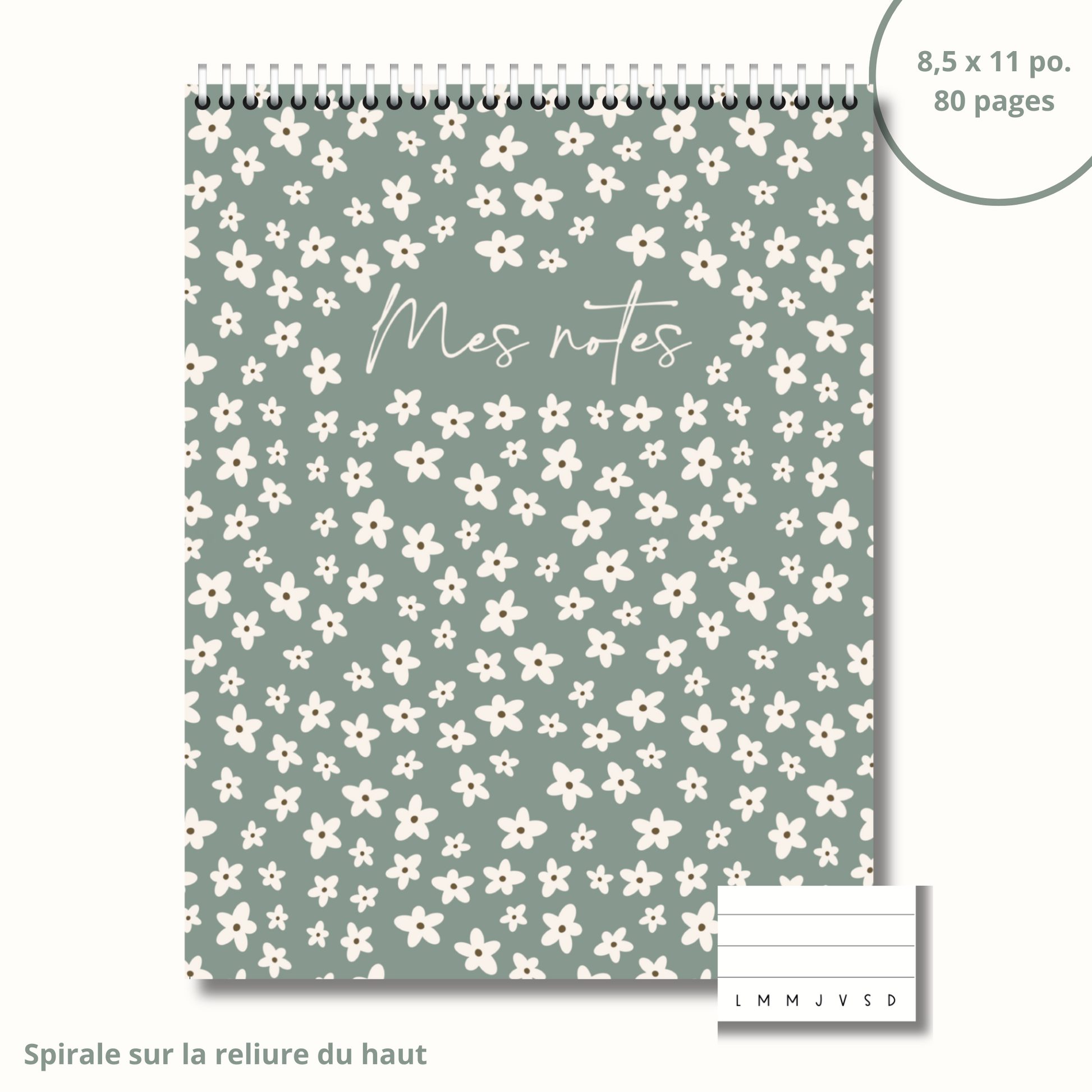 Cahier de notes (sauge)