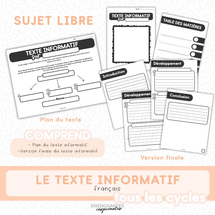 Texte informatif (Sujet libre)