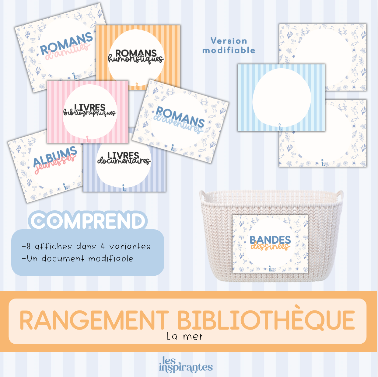 Rangement bibliothèque (La mer)