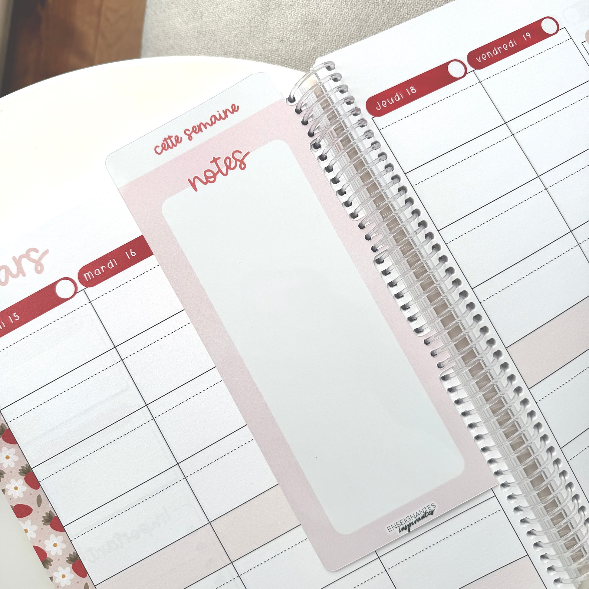 Insert à onglet effaçable pour agenda (Rose)