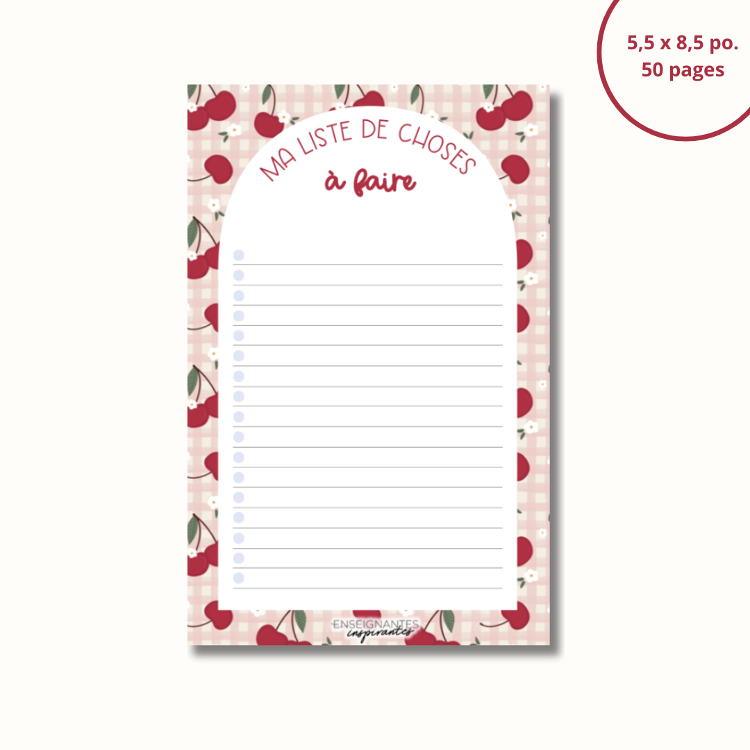Bloc-note - Ma liste de choses à faire (Cerises)